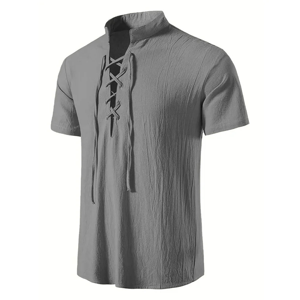 Men's Cotton Linen Short Sleeve Shirt | Lightweight Breathable Everyday Essential 2