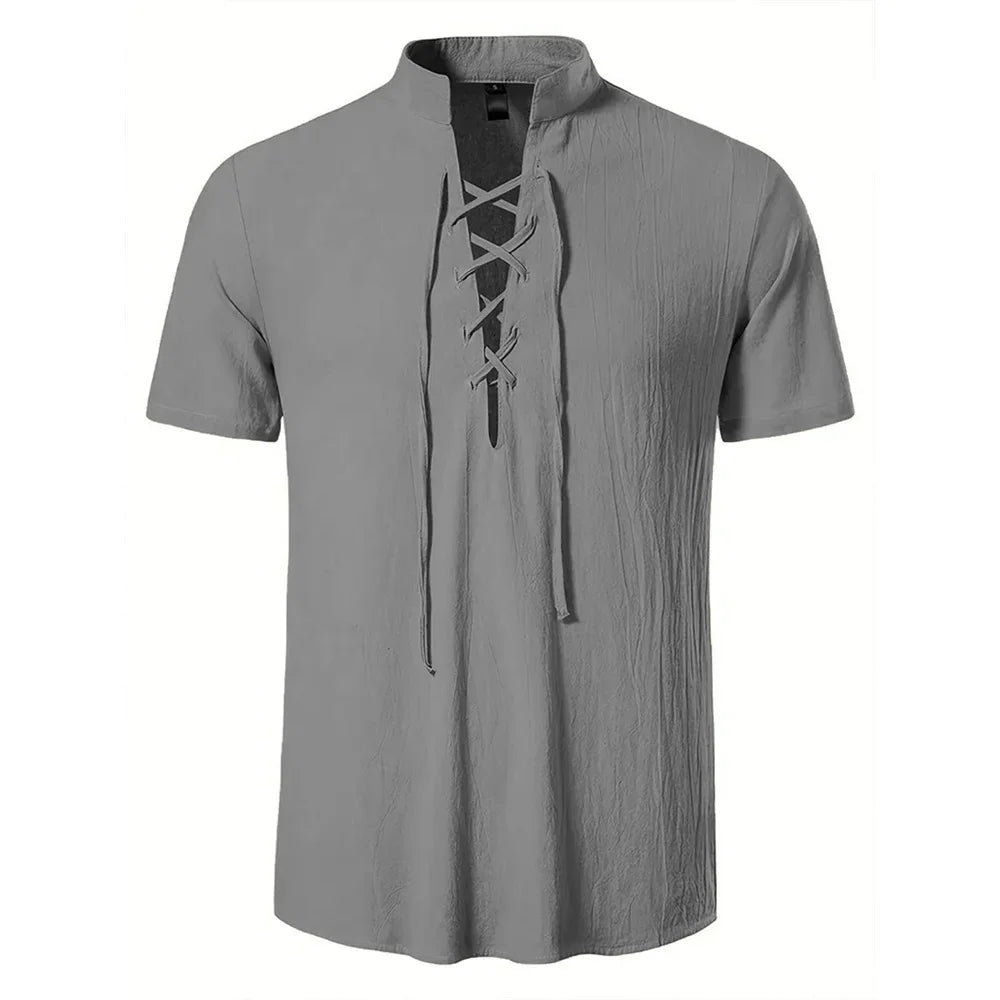 Men's Cotton Linen Short Sleeve Shirt | Lightweight Breathable Everyday Essential 7