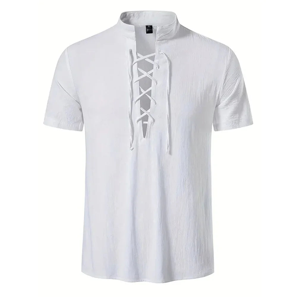 Men's Cotton Linen Short Sleeve Shirt | Lightweight Breathable Everyday Essential 8
