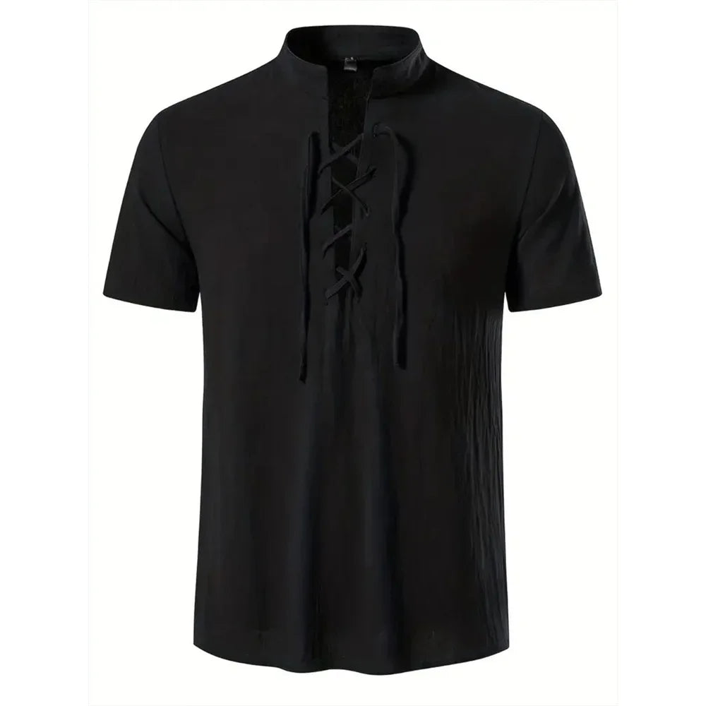 Men's Cotton Linen Short Sleeve Shirt | Lightweight Breathable Everyday Essential 9