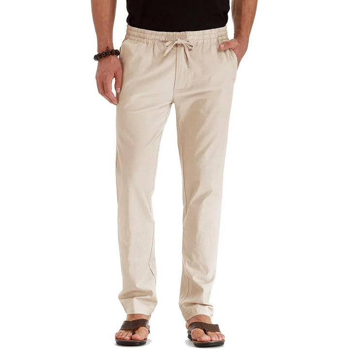 Men's Cotton Linen Straight Leg Pants | Lightweight Breathable Vacation Essential