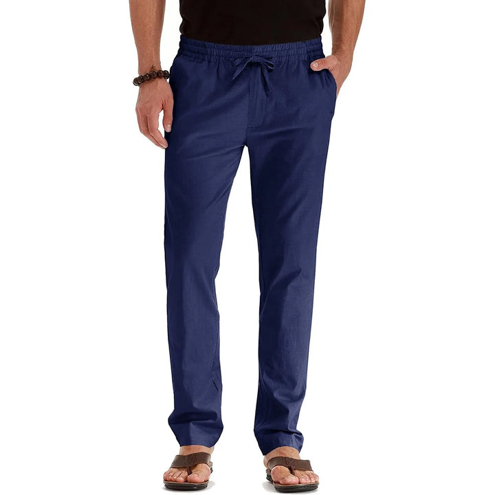 Men's Cotton Linen Straight Leg Pants | Lightweight Breathable Vacation Essential