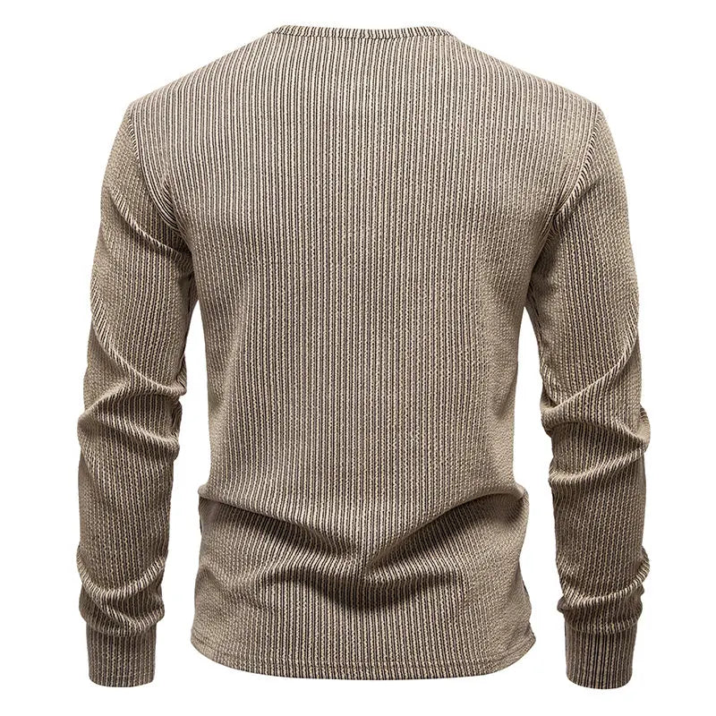 Men's Cotton Long Sleeve Henley T-Shirt | Casual Autumn Essential 1