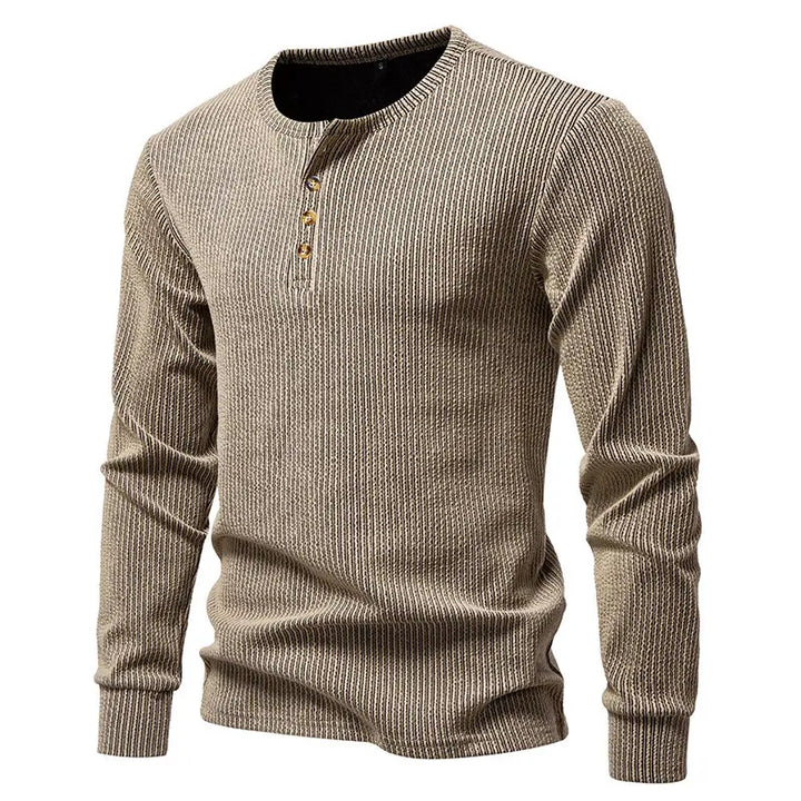 Men's Cotton Long Sleeve Henley T-Shirt | Casual Autumn Essential 2