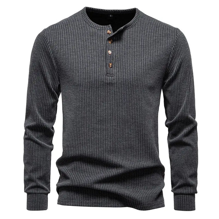 Men's Cotton Long Sleeve Henley T-Shirt | Casual Autumn Essential 3