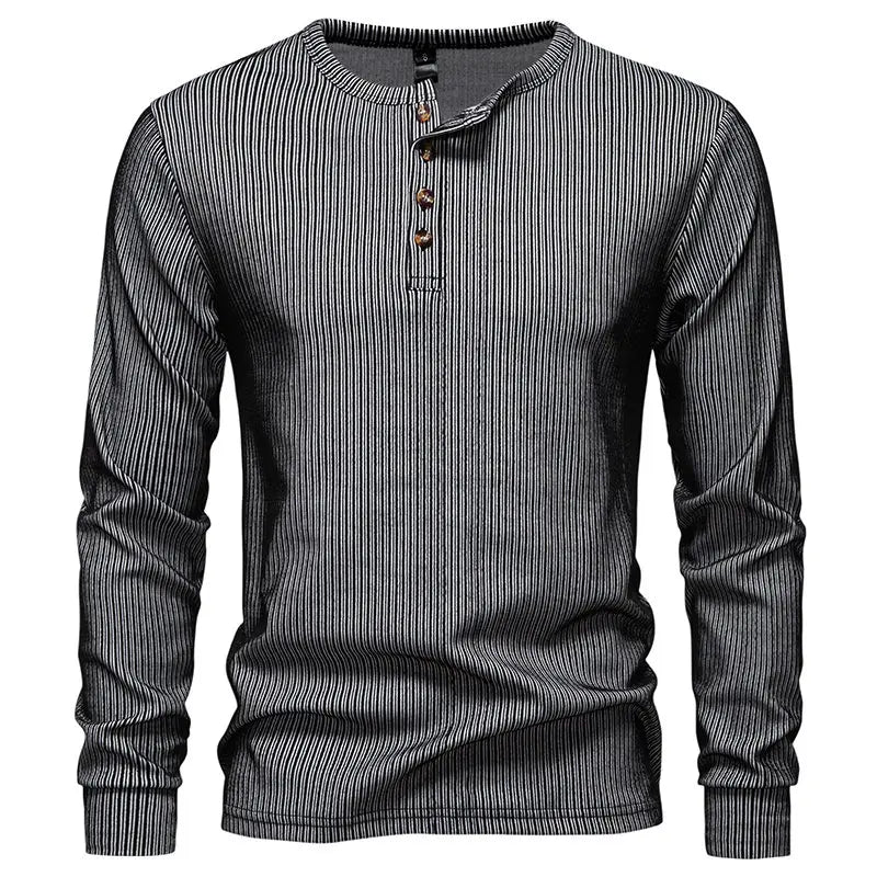 Men's Cotton Long Sleeve Henley T-Shirt | Casual Autumn Essential 4
