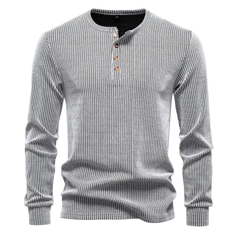 Men's Cotton Long Sleeve Henley T-Shirt | Casual Autumn Essential 5