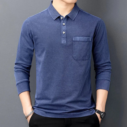 Men's Cotton Long Sleeve Polo Shirt | Premium Breathable Comfort Design 0