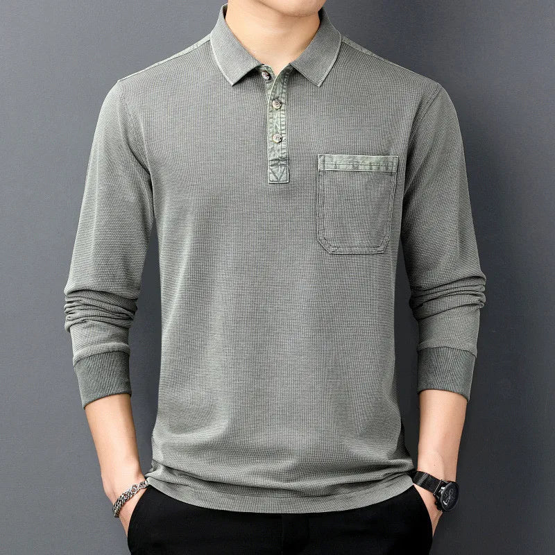 Men's Cotton Long Sleeve Polo Shirt | Premium Breathable Comfort Design 1