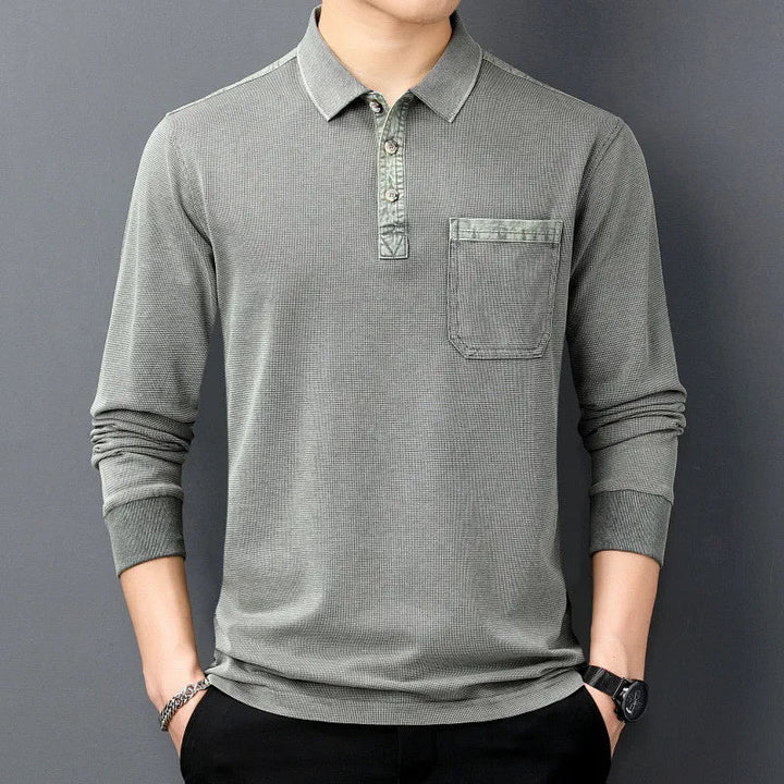 Men's Cotton Long Sleeve Polo Shirt | Premium Breathable Comfort Design 1