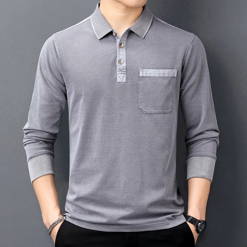Men's Cotton Long Sleeve Polo Shirt | Premium Breathable Comfort Design 3