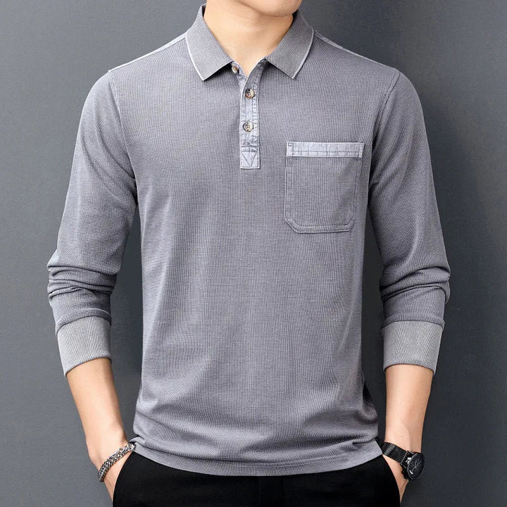 Men's Cotton Long Sleeve Polo Shirt | Premium Breathable Comfort Design 3