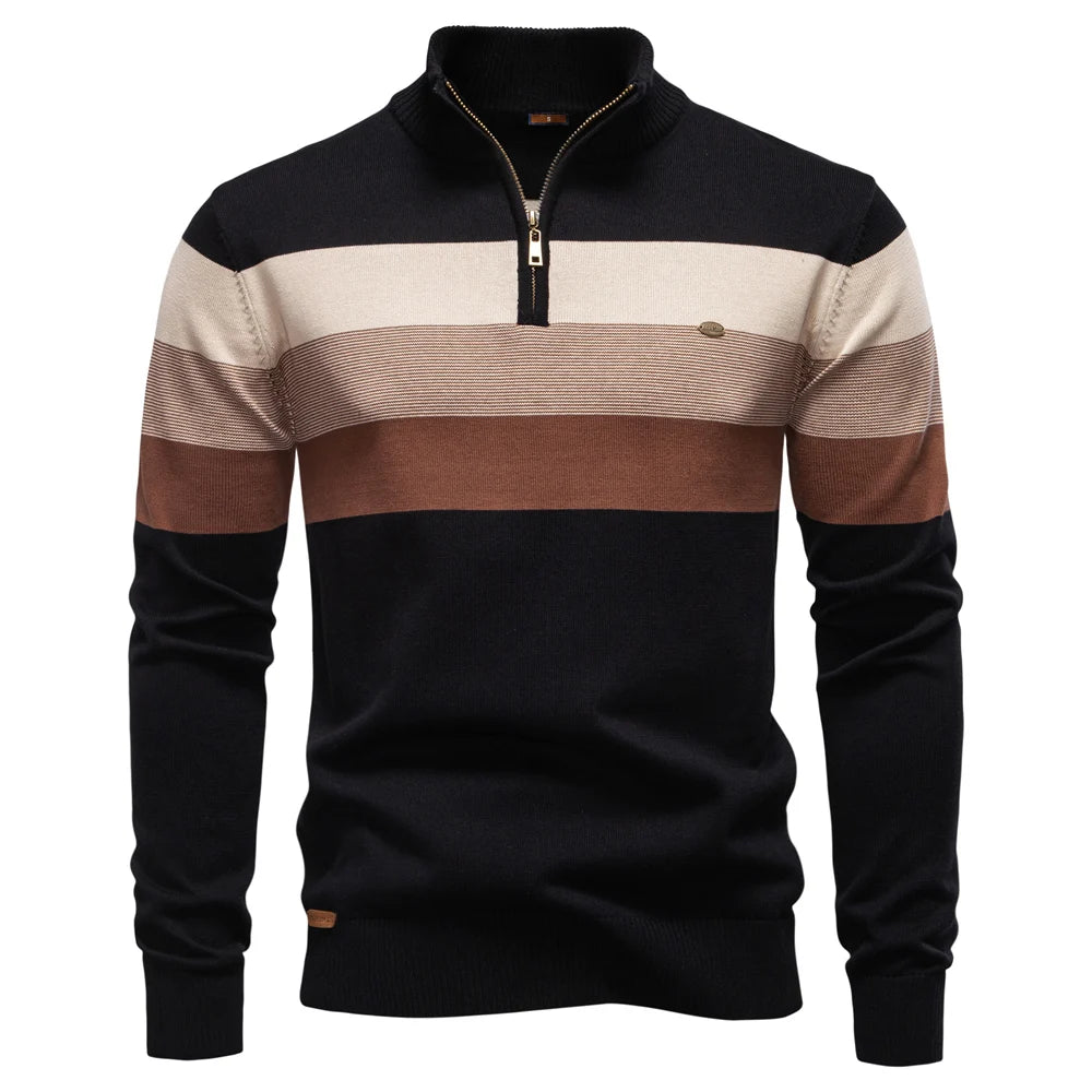 Men's Cotton Quarter Zip Sweater | Tailored Warmth for Autumn Style