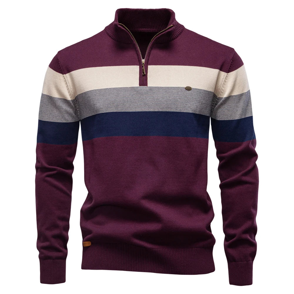 Men's Cotton Quarter Zip Sweater | Tailored Warmth for Autumn Style