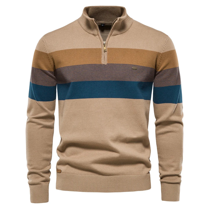 Men's Cotton Quarter Zip Sweater | Tailored Warmth for Autumn Style