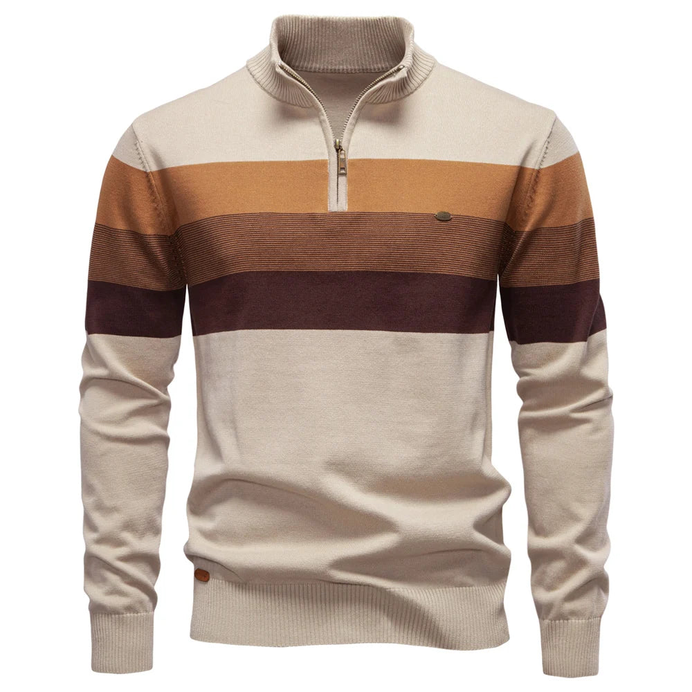 Men's Cotton Quarter Zip Sweater | Tailored Warmth for Autumn Style