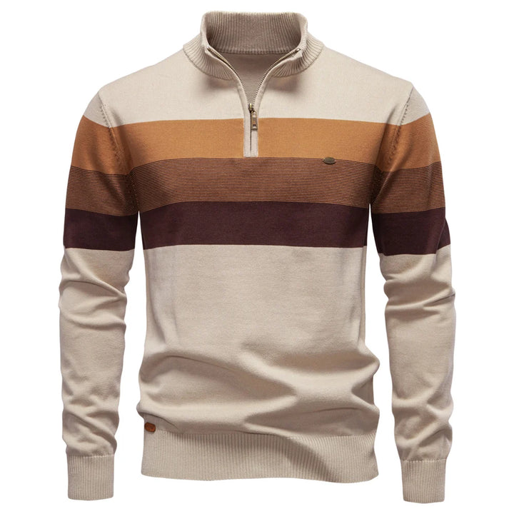 Men's Cotton Quarter Zip Sweater | Tailored Warmth for Autumn Style