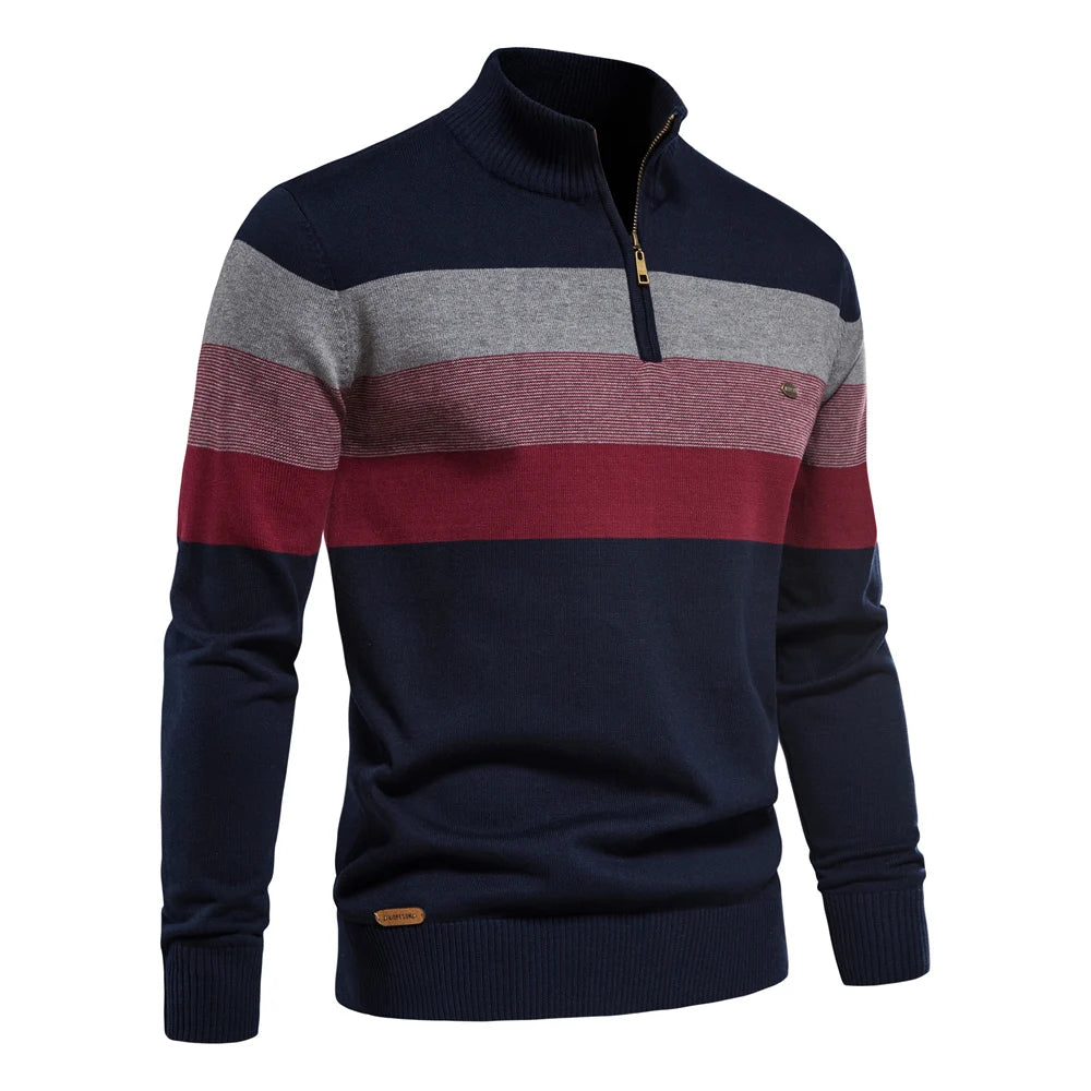 Men's Cotton Quarter Zip Sweater | Tailored Warmth for Autumn Style