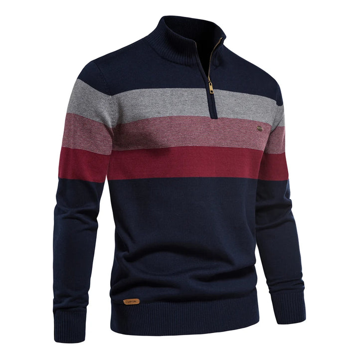 Men's Cotton Quarter Zip Sweater | Tailored Warmth for Autumn Style