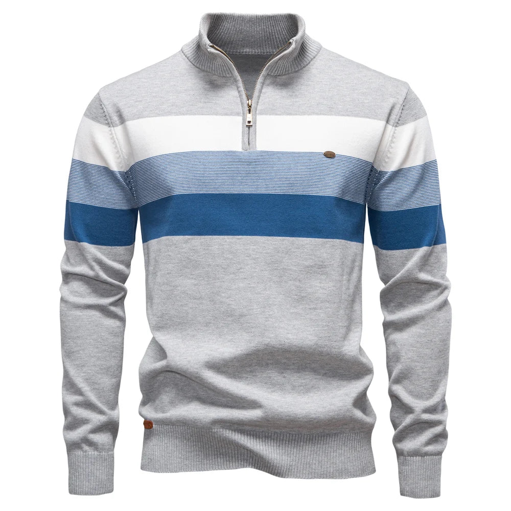 Men's Cotton Quarter Zip Sweater | Tailored Warmth for Autumn Style