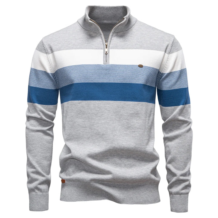 Men's Cotton Quarter Zip Sweater | Tailored Warmth for Autumn Style