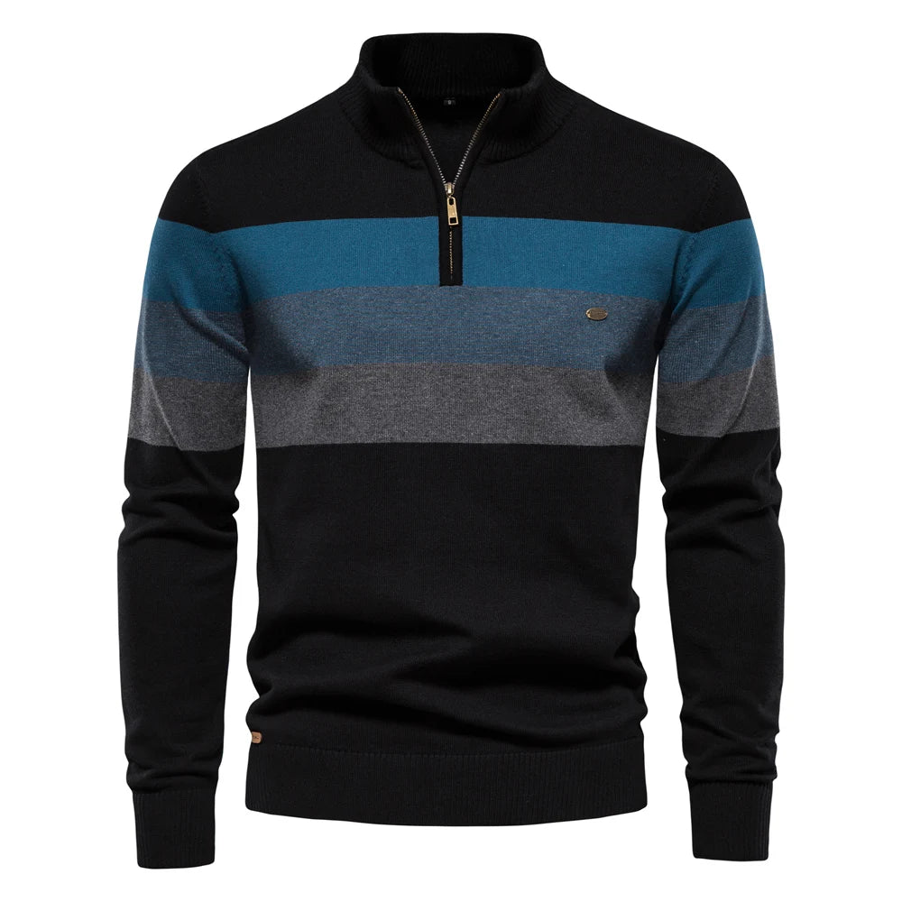 Men's Cotton Quarter Zip Sweater | Tailored Warmth for Autumn Style