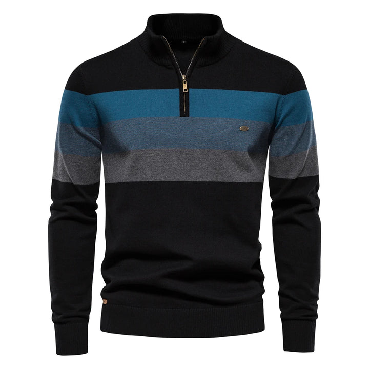 Men's Cotton Quarter Zip Sweater | Tailored Warmth for Autumn Style