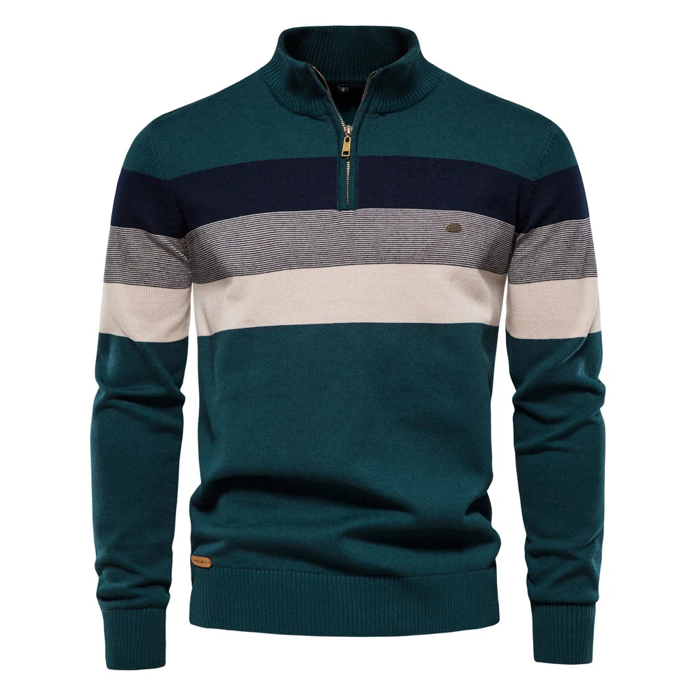 Men's Cotton Quarter Zip Sweater | Tailored Warmth for Autumn Style