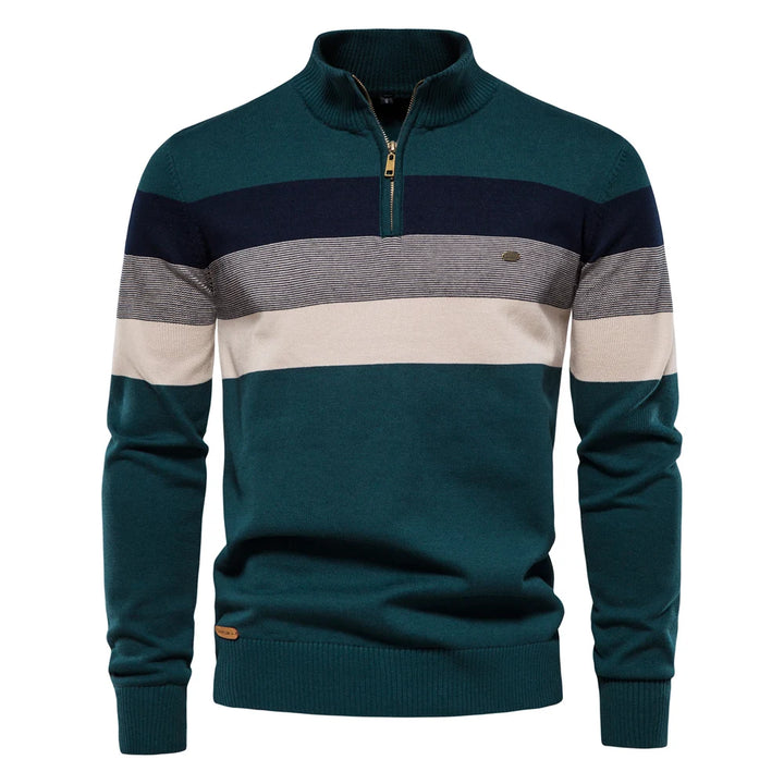 Men's Cotton Quarter Zip Sweater | Tailored Warmth for Autumn Style