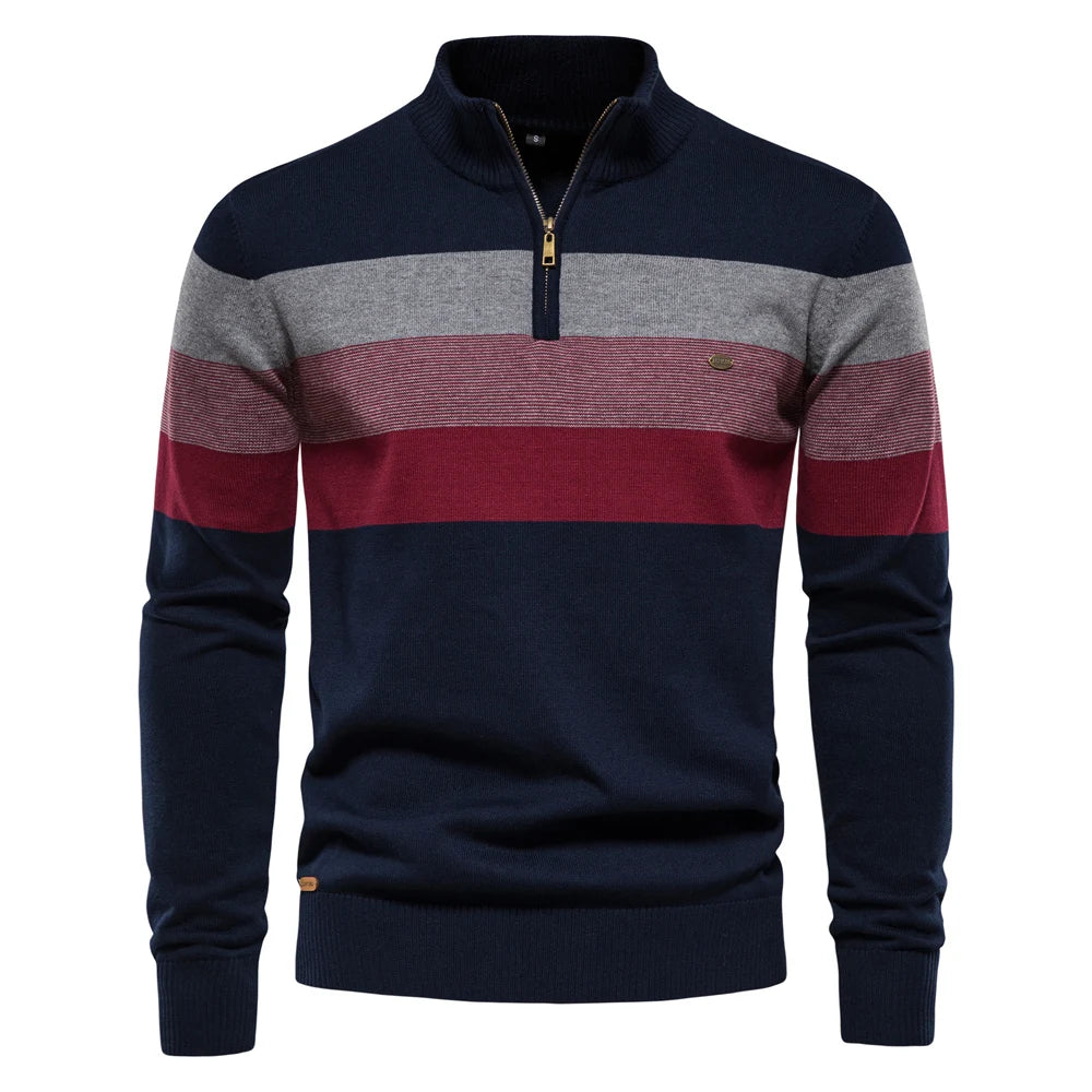 Men's Cotton Quarter Zip Sweater | Tailored Warmth for Autumn Style