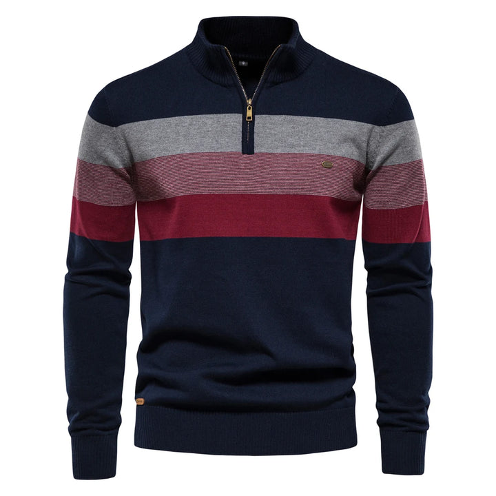 Men's Cotton Quarter Zip Sweater | Tailored Warmth for Autumn Style