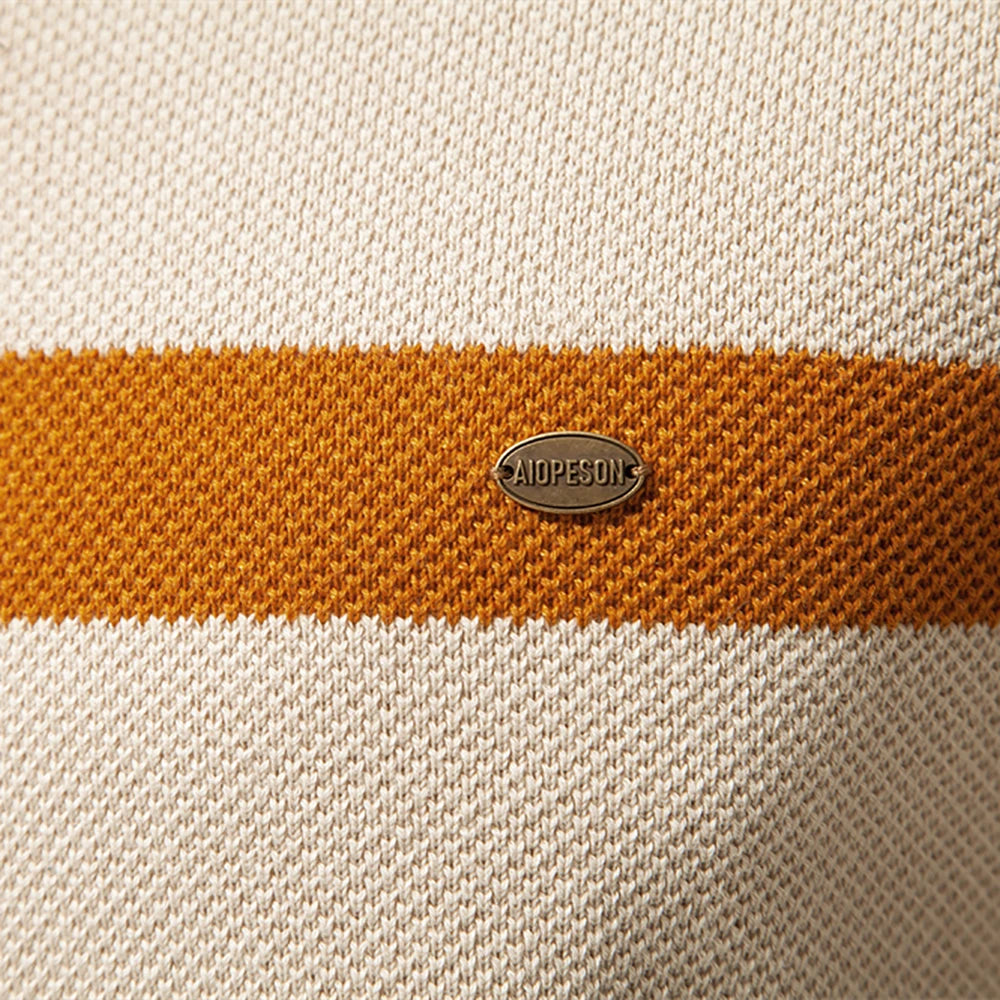 Men's Cotton Striped Half Zip Sweater | Modern Autumn Layering Essential
