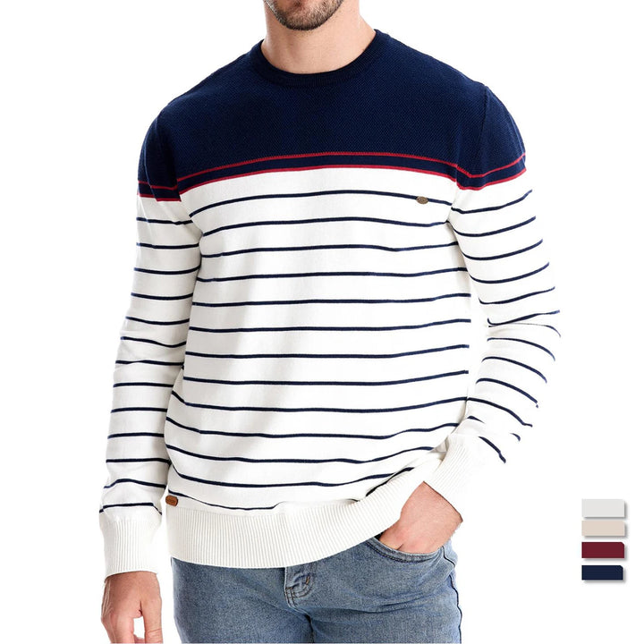 Men's Cotton Striped Pullover Sweater | Stylish Autumn Essential Fit 2