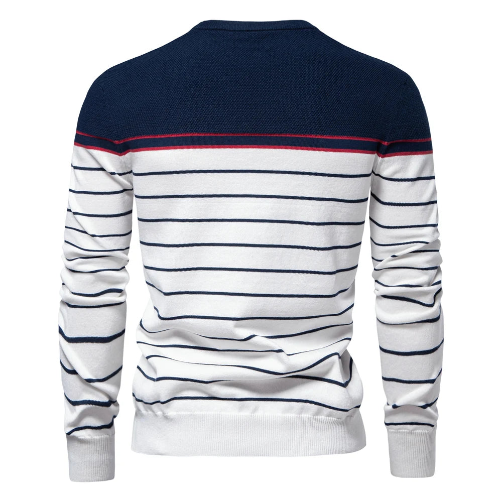 Men's Cotton Striped Pullover Sweater | Stylish Autumn Essential Fit 3