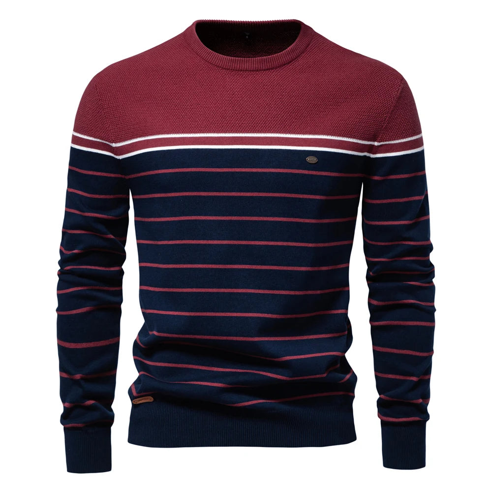 Men's Cotton Striped Pullover Sweater | Stylish Autumn Essential Fit 6