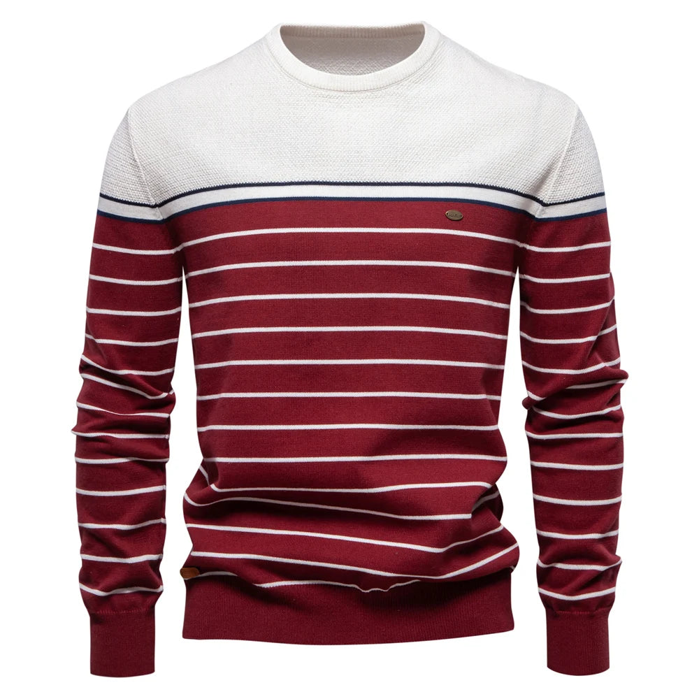 Men's Cotton Striped Pullover Sweater | Stylish Autumn Essential Fit 8