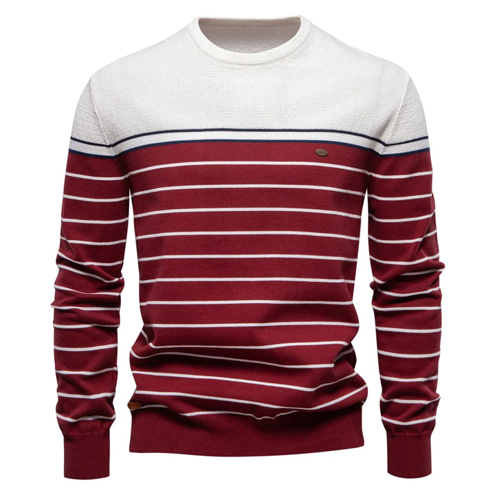 Men's Cotton Striped Pullover Sweater | Stylish Autumn Essential Fit 8