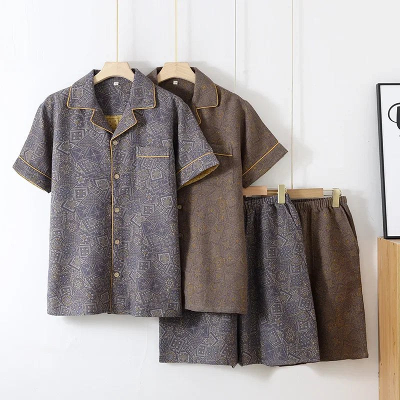 Men's Cotton Woven Summer Pajama Set | Breathable Lightweight Comfort
