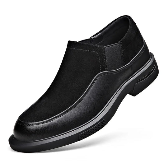 Men's cow suede ankle boots with platform sole and velvet lining