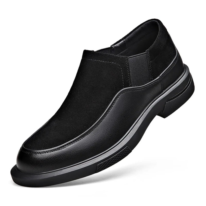 Men's cow suede ankle boots with platform sole and velvet lining