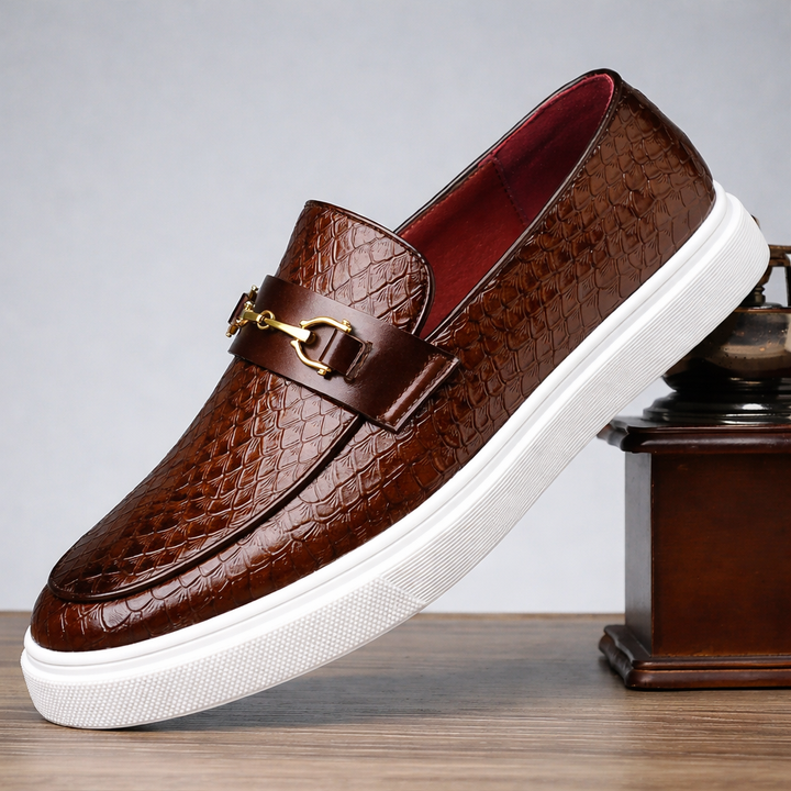 Men's Croc-Embossed Leather Loafers | Refined Elevated Comfort Design 0
