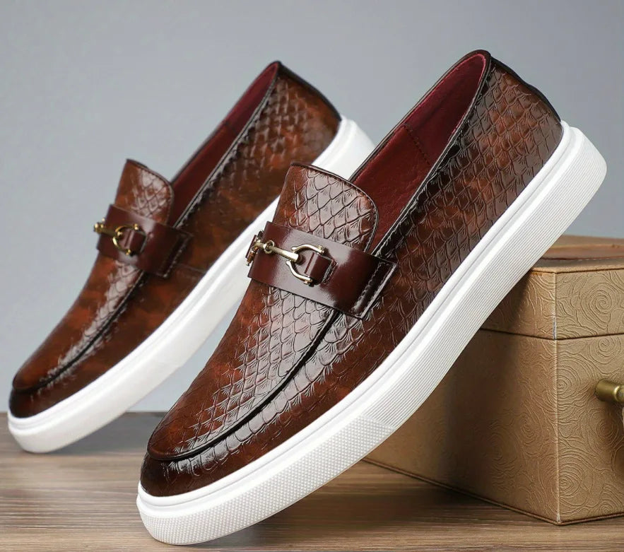Men's Croc-Embossed Leather Loafers | Refined Elevated Comfort Design 1