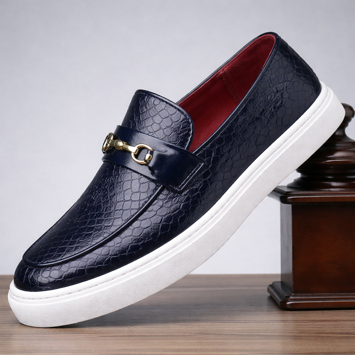 Men's Croc-Embossed Leather Loafers | Refined Elevated Comfort Design 4