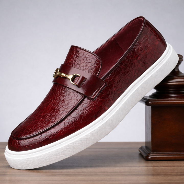 Men's Croc-Embossed Leather Loafers | Refined Elevated Comfort Design 6