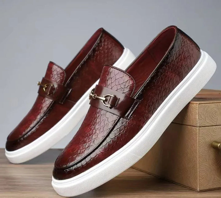 Men's Croc-Embossed Leather Loafers | Refined Elevated Comfort Design 7