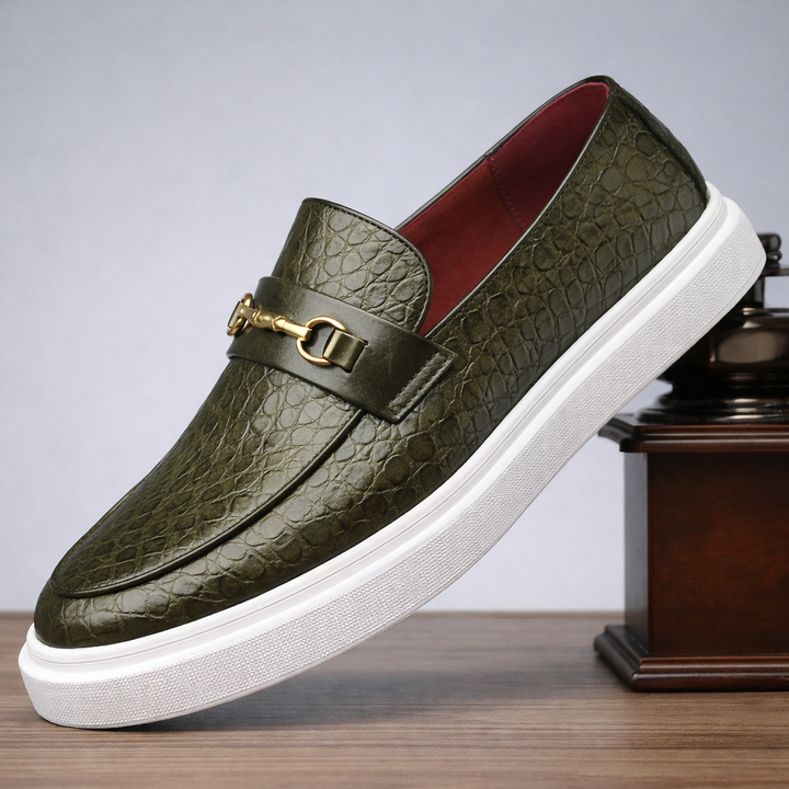 Men's Croc-Embossed Leather Loafers | Refined Elevated Comfort Design 8