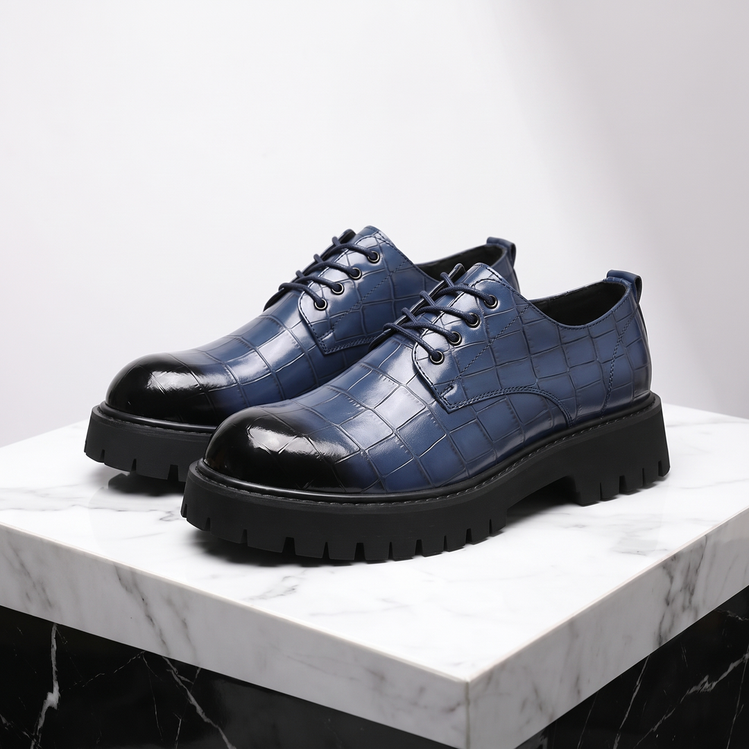 Men's Crocodile-Embossed Leather Oxford Shoes | Bold Contemporary Power Dressing 1
