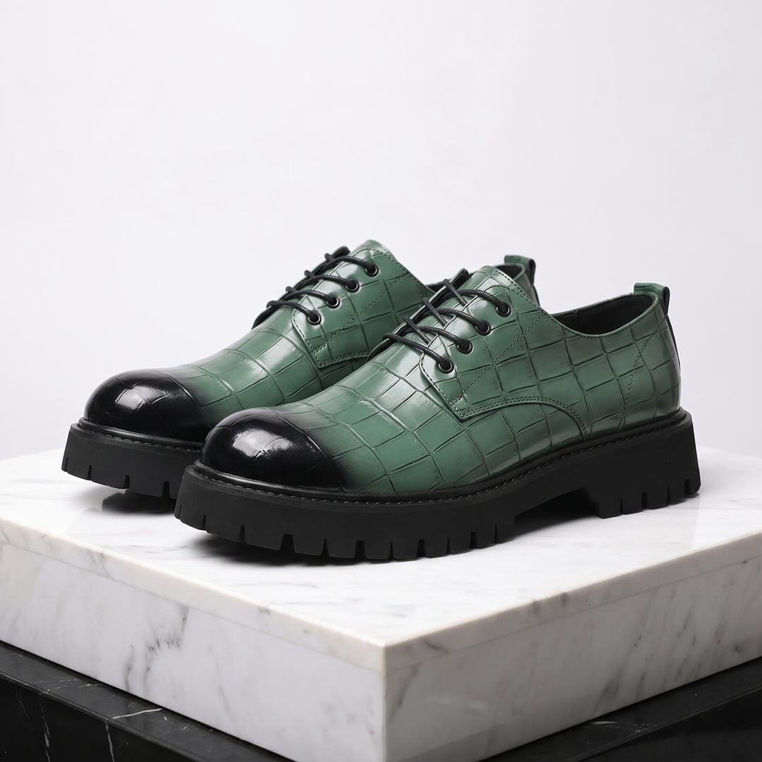 Men's Crocodile-Embossed Leather Oxford Shoes | Bold Contemporary Power Dressing 2