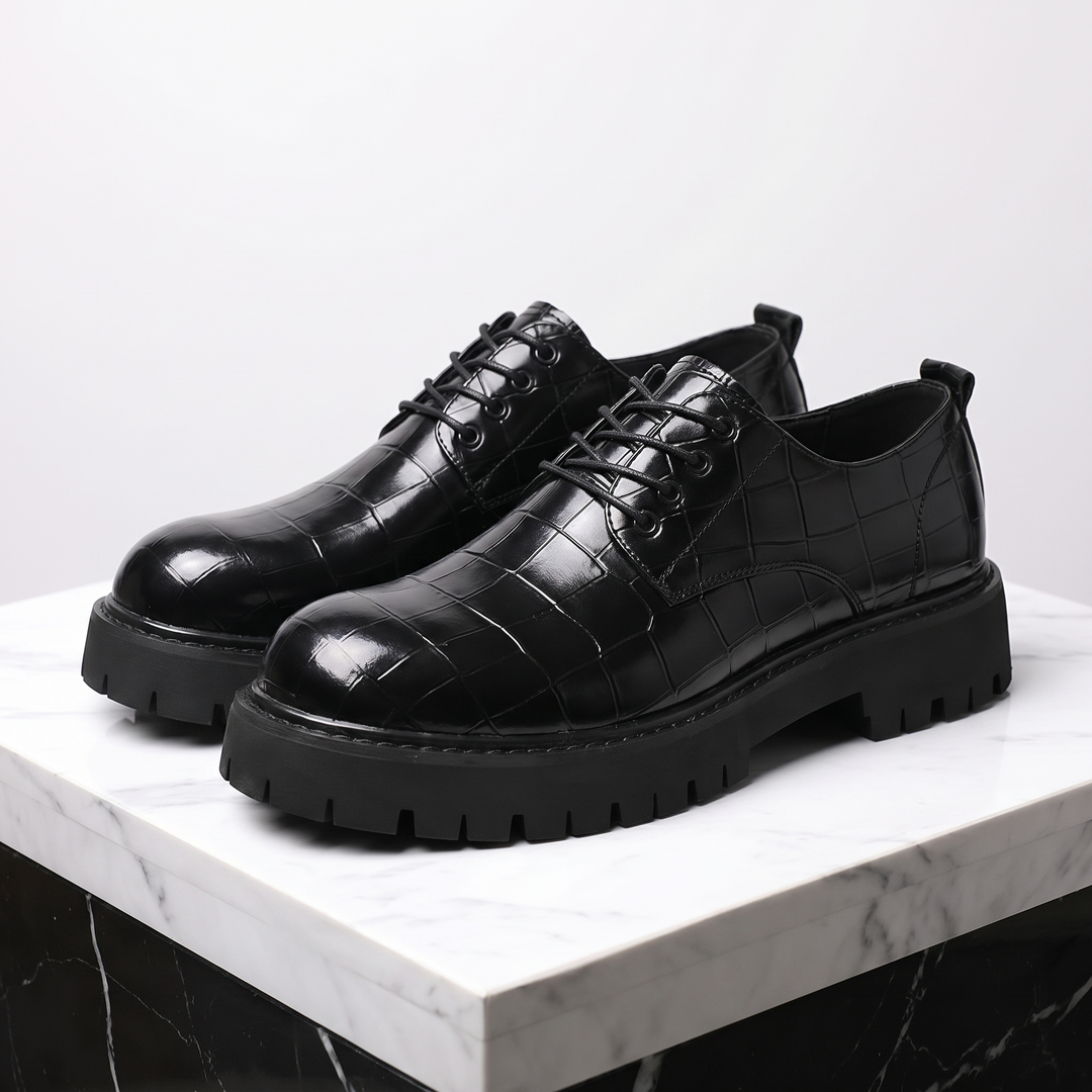 Men's Crocodile-Embossed Leather Oxford Shoes | Bold Contemporary Power Dressing 3
