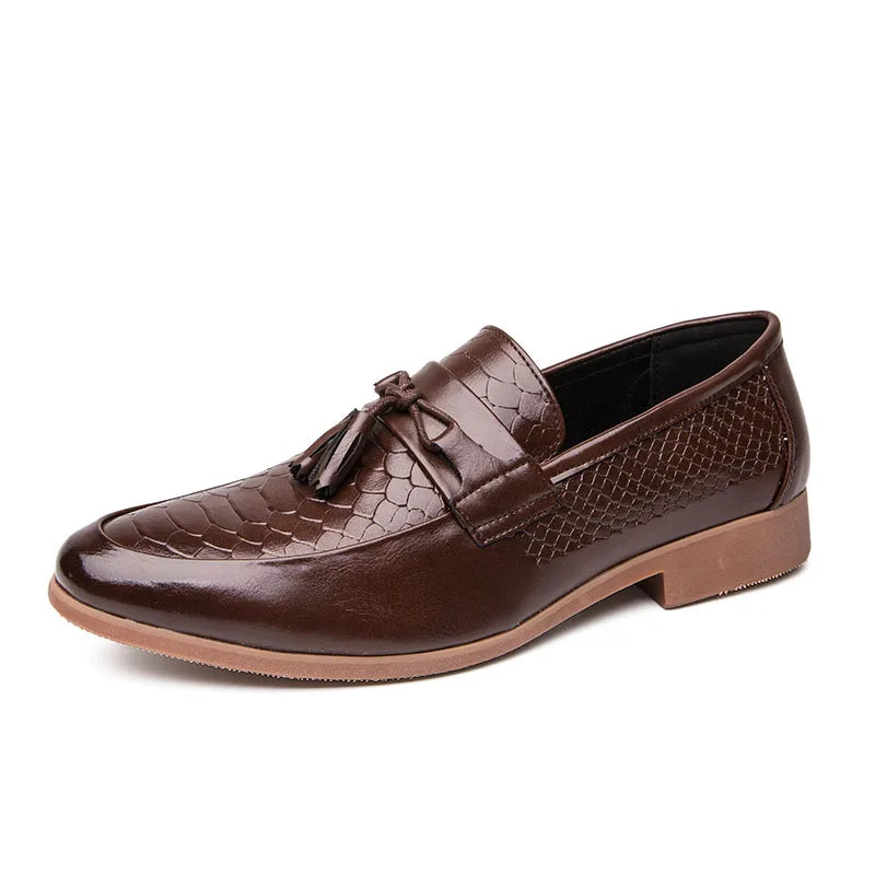 Men's Crocodile Print Leather Loafers | Stylish Slip-On Casual Shoes